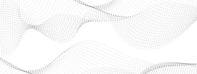 Wall Mural - flowing wave dot particles halftone pattern black gradient curve shape isolated on transparent backg