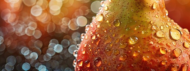 Sticker - Pears in water drops close-up. Selective focus