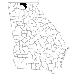  Map of fannin County in Georgia state on white background. single County map highlighted by black colour on Georgia map. UNITED STATES, US