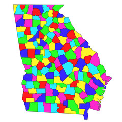 Wall Mural - Georgia administrative map. counties map of Georgia with different colours, blank Map, empty map of Georgia