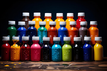 Wall Mural - a group of colorful bottles