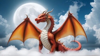 Wall Mural -  an image of a dragon with the light glowing on it's back,