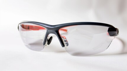 A pair of sports glasses, highlighting their protective and performance-enhancing features. Isolate white background