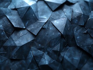 Abstract background of dark blue crystal shards. Concept of  luxury, elegance, technology, or gaming.