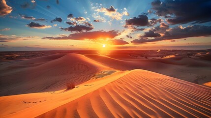 Wall Mural - A desert with endless sand dunes rare oases img