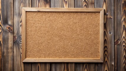 Wall Mural - Earth-toned, naturally weathered cork board with distinctively textured wooden grain pattern provides ample copy space on a rustic, organic backdrop.
