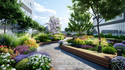 Wall Mural - Garden on the roof of an office building picture