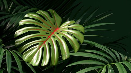 Wall Mural - Explore the vibrant beauty of rainforest landscapes, where dense foliage and exotic wildlife thrive in a lush and verdant environment teeming with life. Illustration, Image, , Minimalism,