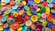© Sujid - Close up of vibrant, colorful buttons, close up, colorful, buttons, sewing, crafts, accessories, fashion, details, stitches