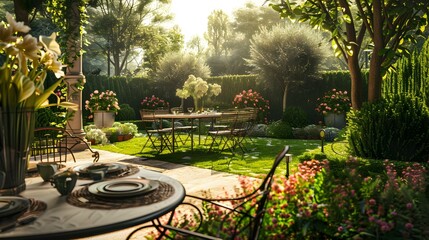 Canvas Print - Terrace with dining table and chairs picture