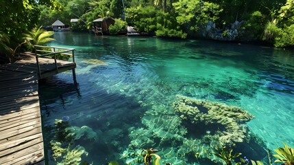 Wall Mural - A tropical lagoon with clear waters image