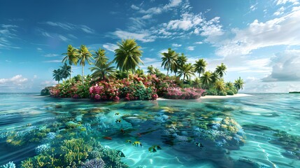 Canvas Print - A tropical island with a picturesque beach picture