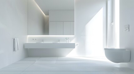 Poster - The minimalist designed toilet features white fixtures smooth picture