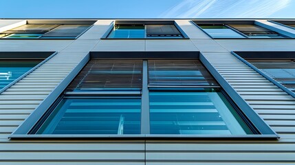 Wall Mural - Facade with horizontal lines of an office building img