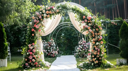 Wall Mural - Floral arch at a wedding ceremony decorated