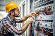 © nilawan - Electrician Working on Electrical Panel.