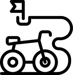 Wall Mural - Simple line icon of a bicycle following a route with a finish line flag