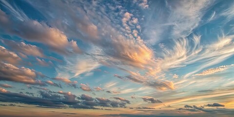 Poster - Pastel pink sky at twilight with soft wispy clouds , pink, sky, twilight, soft, wispy, clouds, sunset, afterglow