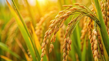 Poster - Close-up of rice seeds in ear of paddy in Thailand, rice, seeds, ear, paddy, Thailand, agriculture, close-up, macro, farm, Asian, food