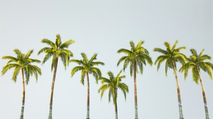 Wall Mural - Tropical Palm Trees Against Clear Sky Background