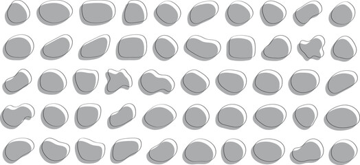 Wall Mural - かわいい抽象的な流体シェイプの楕円フレーム　ベクター　白黒　グレー　Set of cute abstract shapes.Vector loose frame.Abstract Wave on Background. Vector Illustration.