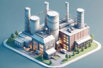 isometric icon design of dirty factory building
