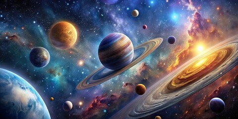 Wall Mural - a stunning photo of the vast and mysterious universe with galaxies, stars, and planets, space, stars