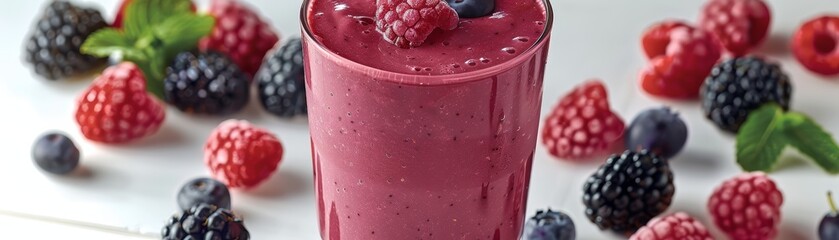 Wall Mural - Berry smoothie in a glass, vibrant and fresh 