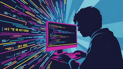 programming on computer illustration vector concept background