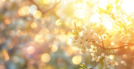 Canvas Print - A beautiful spring scene with pink blooming trees