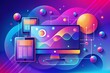 © Man888 - Vibrant gradient background illustration for modern website banner, featuring stylish digital marketing and branding elements in a trendy, futuristic design aesthetic.