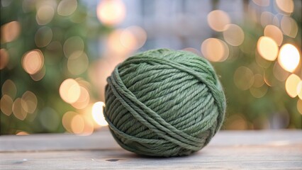 Wall Mural - Dark green ball of wool yarn on background, wool, yarn, green, ball, threads, isolated,background, texture, knitting, crafting