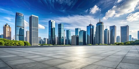 Canvas Print - Modern cityscape with skyscrapers in a spacious downtown area , modern, buildings, city, urban, skyline