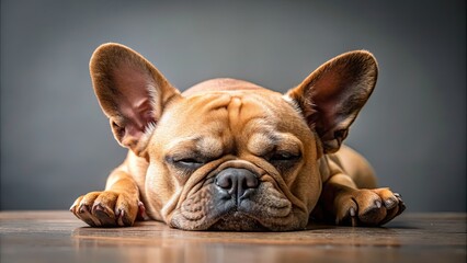 Wall Mural - Sleeping french bulldog on background, french bulldog, pet, dog, sleeping, cute, adorable, nap, rest, relaxation, animal