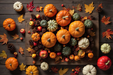 Wall Mural - halloween pumpkins on a table