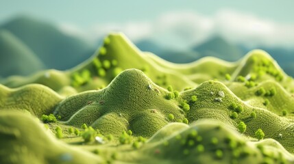 Wall Mural - A cute 3D landscape with hills in shape of small animals  AI genrated illustration