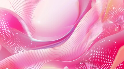 Wall Mural - Vibrant Pink Abstract Wave Background with Dynamic Lines and Dots