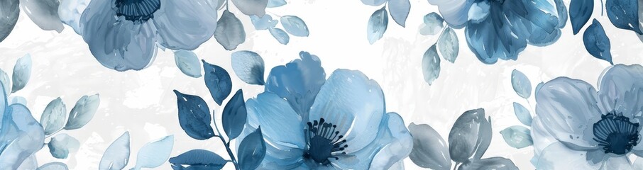 Wall Mural - The blue flowers are on an old crackled wall background, which is designed with wallpaper