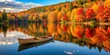 © Sujid - Tranquil autumn scene with a canoe on a serene lake amidst vibrant foliage, autumn, calm, serene, lake, canoe, vibrant