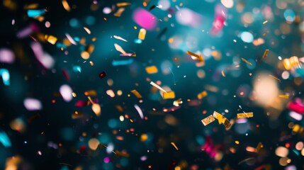 A dramatic macro close-up of a single confetti piece falling  AI generated illustration