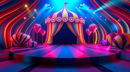 Sticker - A dynamic and engaging 3D  illustration of a circus performance  AI generated illustration