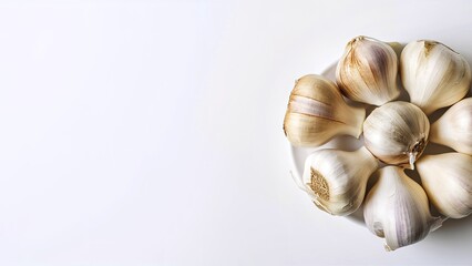 Canvas Print - whole and peeled garlic with white background isolated