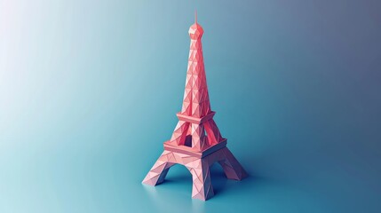 Sticker - A geometric 3D  art representation of the Eiffel Tower  AI generated illustration