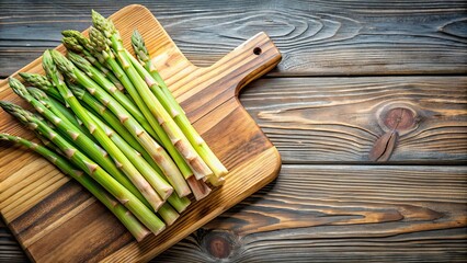 Sticker - Freshly peeled asparagus on wooden cutting board, asparagus, fresh, vegetable, food, nutrition, organic, green, white