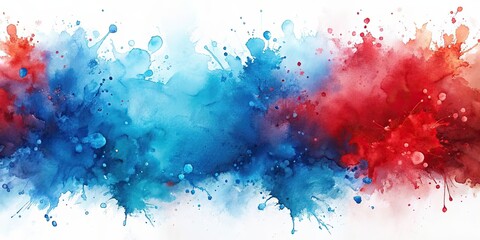 Sticker - Abstract watercolor background with contrasting blue and red splashes, watercolor, abstract, background, contrast, blue, red