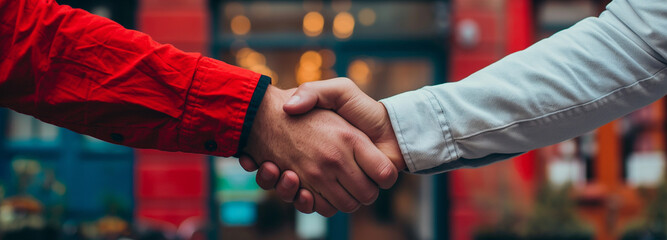 Wall Mural - Two businessmen shake hands after a successful business negotiation