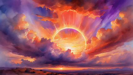 Wall Mural - sunset in the clouds