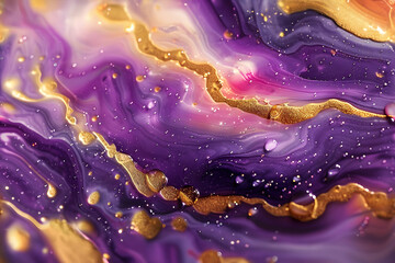 a close up of a purple and gold marbled surface with drops of water on the top and bottom of the image and the bottom part of the image of the image.