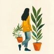 © Mockup Station - Woman carrying potted plant