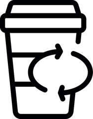 Wall Mural - Simple icon depicting a coffee cup with a recycling symbol, encouraging responsible disposal